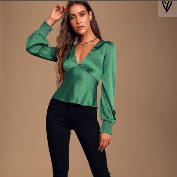 emerald satin top